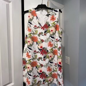 Banana Republic Floral High Low Dress - White and Orange